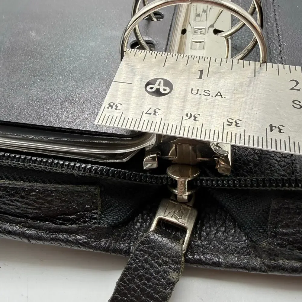 Vintage Franklin Quest Planner 6 Ring Zipper Binder Black Verona Leather 7x9 USA